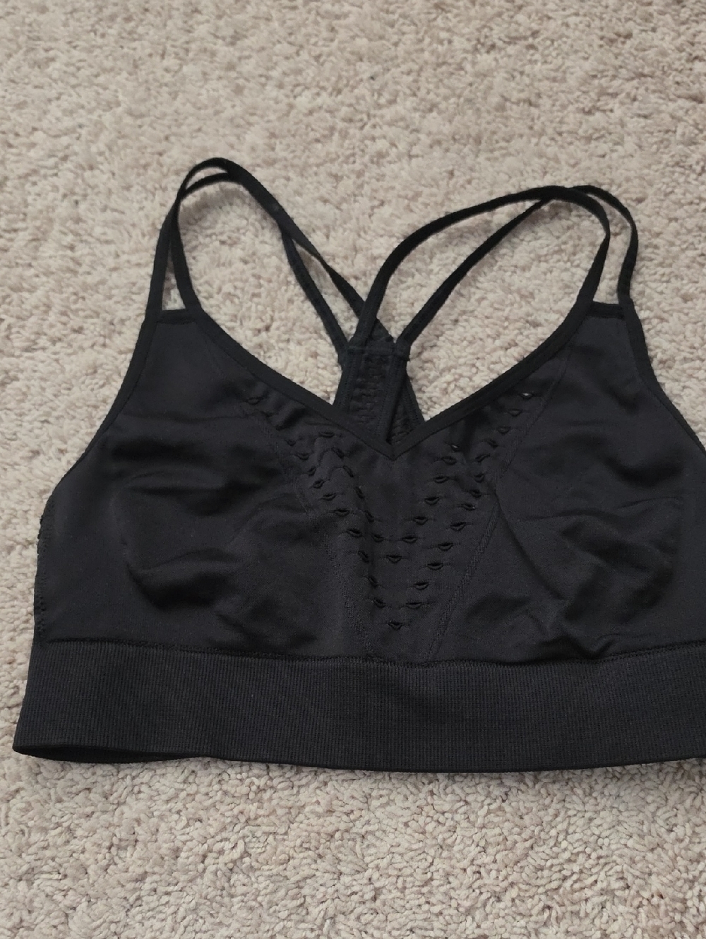 Victoria's Secret Victoria Sport Black Strappy Seamless Sports Bralette Sz L